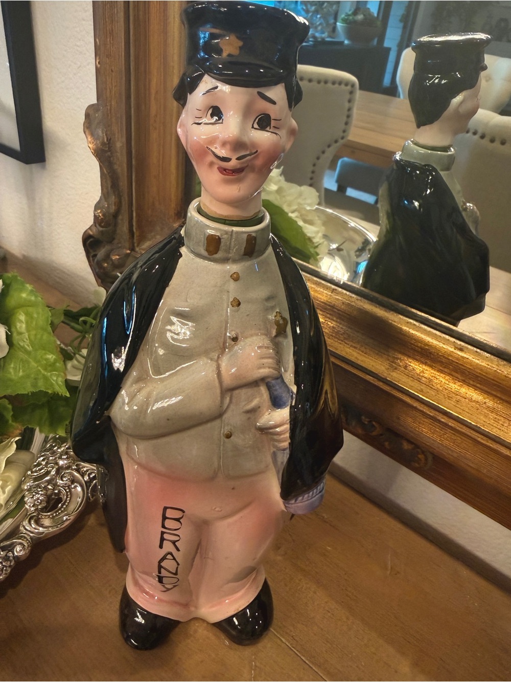 Vintage Japan Ceramic Brandy Figural Decanter Man Original Stopper
